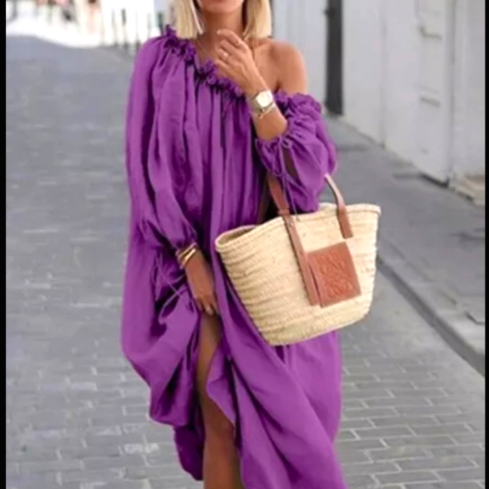 New Cotton Caftan. 8ish. Off shoulder.